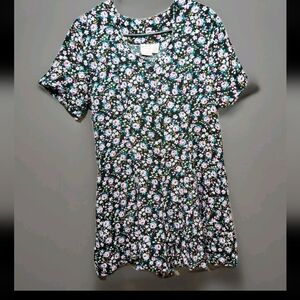 Women's Vintage Circles And Sand Floral Button Up Romper